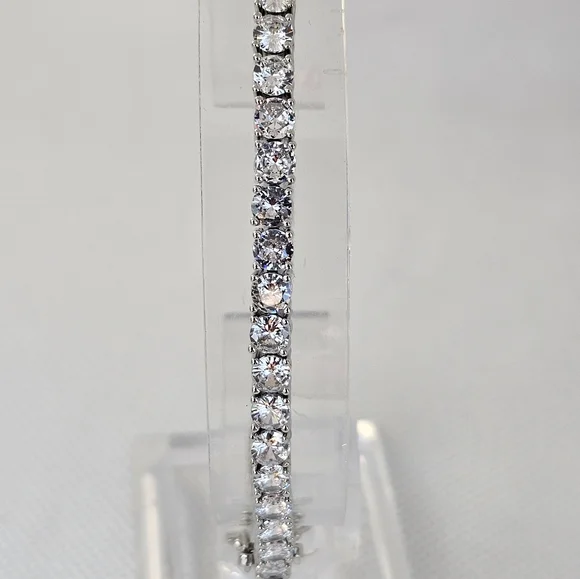 Genuine Moissanite 12 Carat Tennis Bracelet 14K over Sterling Silver 7" NWT - Picture 7 of 9